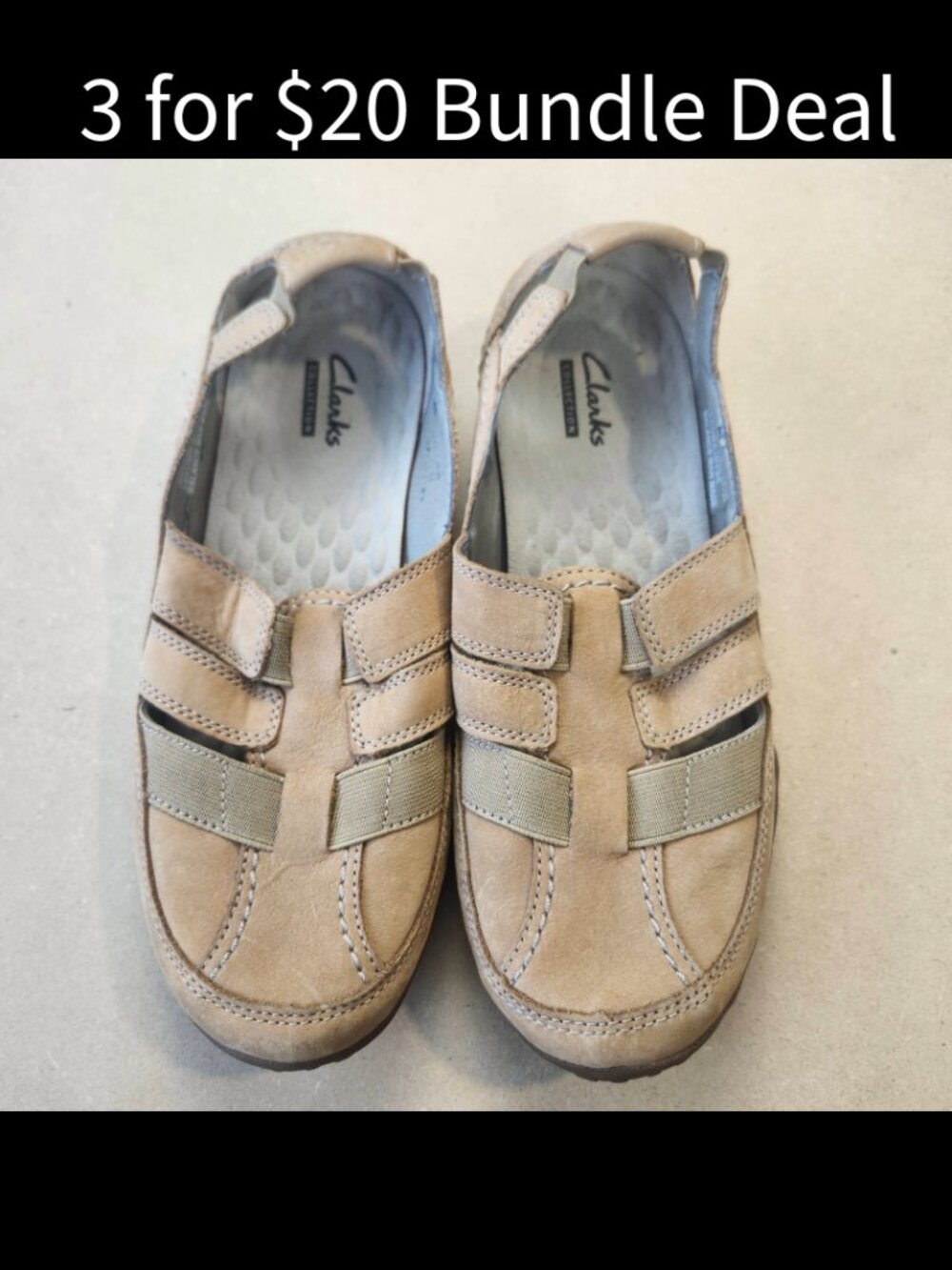 Clarks Haley Stork Sandal Women's Sz 7W Brown Leather Slip-On 26064919